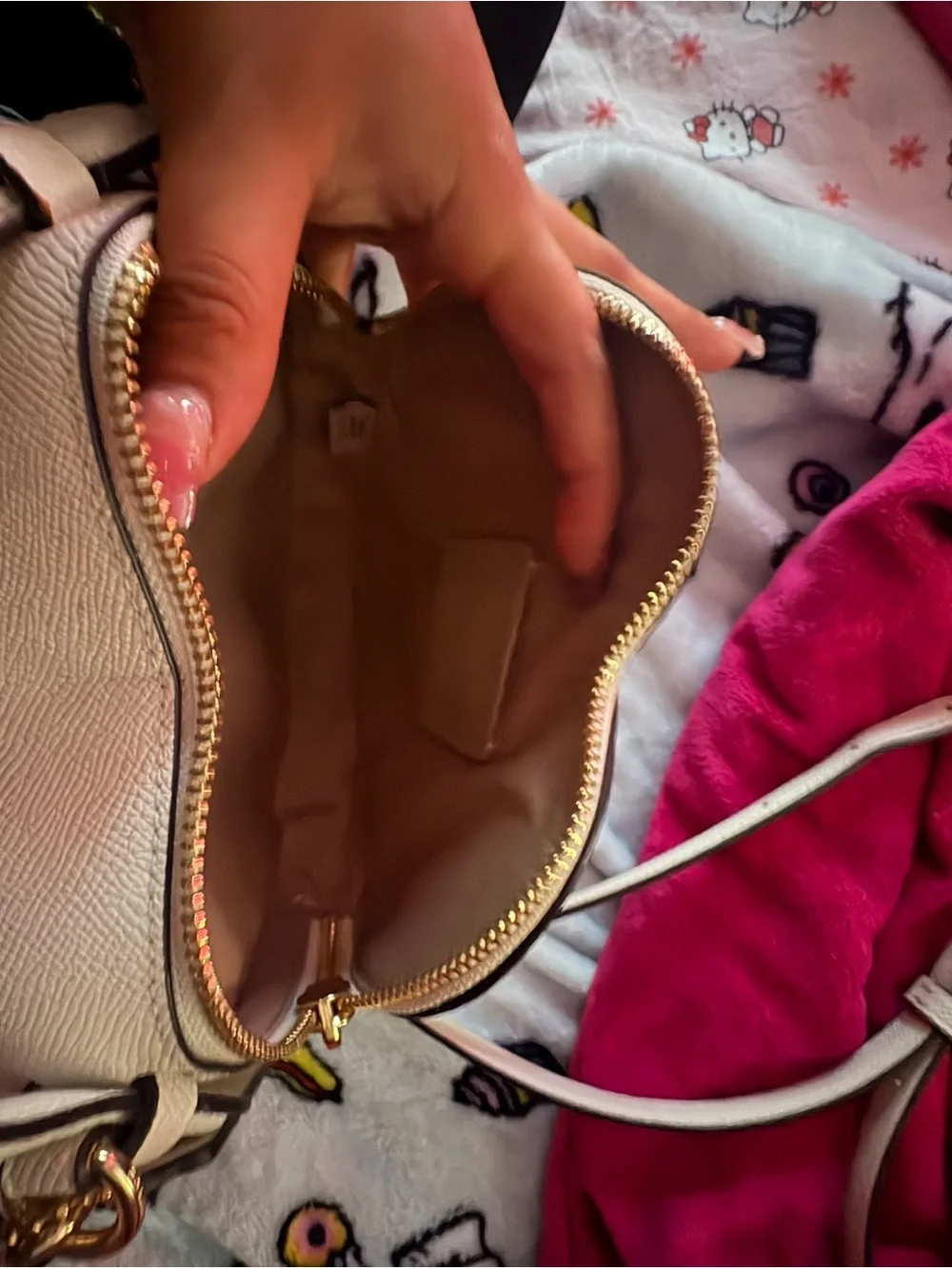 Coach Beige Signature Heart Crossbody with Gold Hardware